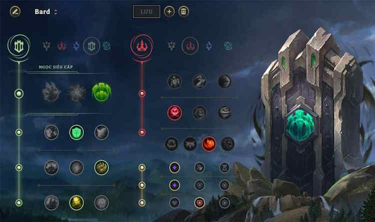 Phép bổ trợ và bảng ngọc Bard LoL