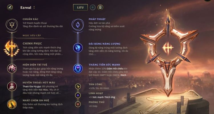 Bảng ngọc chuẩn xác nhất cho Ezreal 