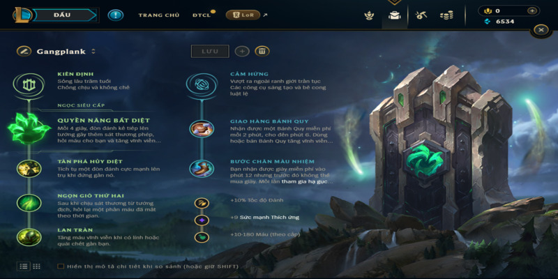 Bảng ngọc chuẩn cho Gangplank build mới nhất Bảng ngọc chuẩn cho Gangplank build mới nhất