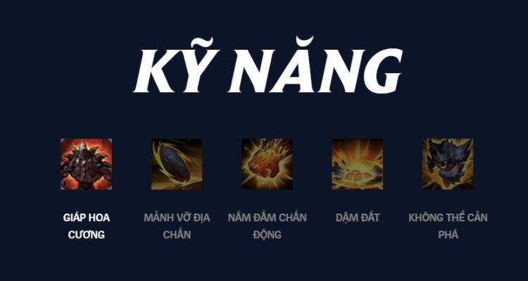 Bộ kỹ năng đặc biệt của tướng Malphite Bộ kỹ năng đặc biệt của tướng Malphite